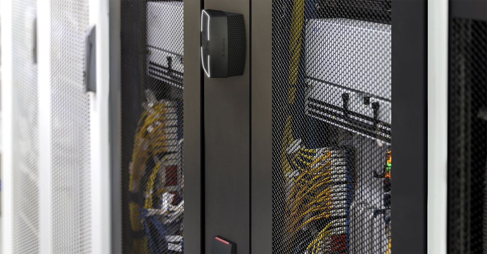 Closeup of data server in a data center. 